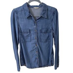Eileen Fisher Chambray Button-Up Shirt, Size S